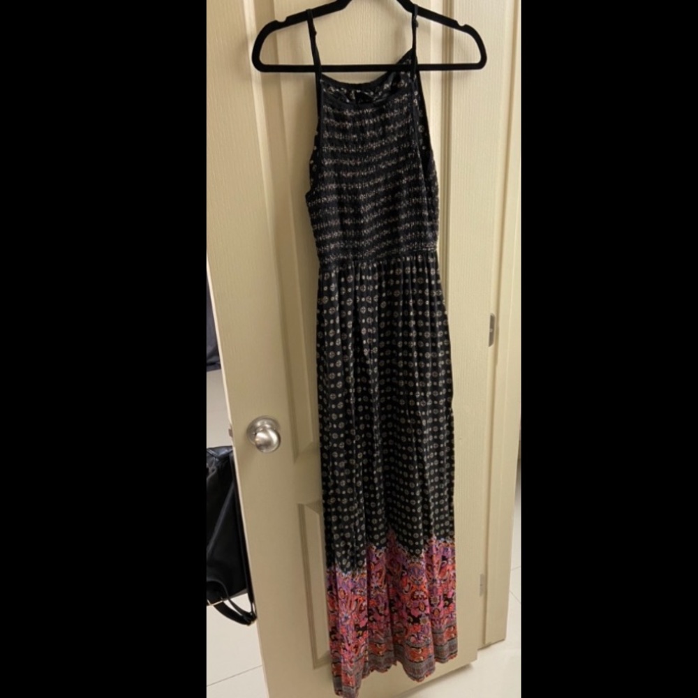 Black with print maxi dress